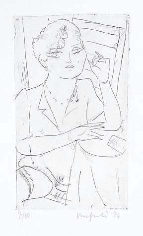 Alberto Manfredi, a woman seated at a table